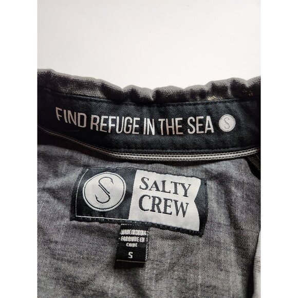 Shirt Salty Crew Button Up Short Sleeve Black Fish Mens Small fisherman ocean - Picture 3 of 7